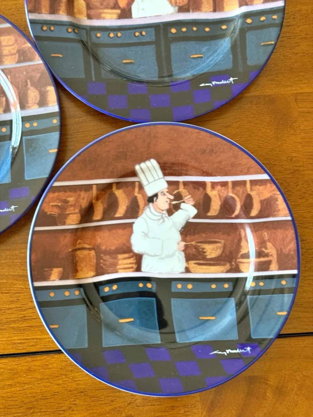 Guy Buffet Williams-Sonoma French Chef 8.25”in Plates Set of 5 VTG Made in Japan